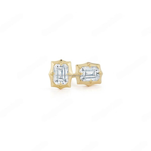 <b>Emerald</b>, Pear, Marquise Round Heart Cut Gold Plated Moissanite <b>Stud</b> <b>Earrings</b> and Push Back with Prong Bezel Set Everyday Jewelry - Product Image 6