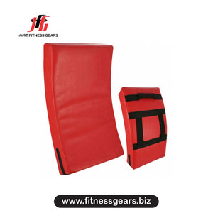 Pad thaïlandais en cuir pour entraînement de Muay Thai et Kickboxing avec fermeture Velcro, design rouge et blanc - Product Image 2