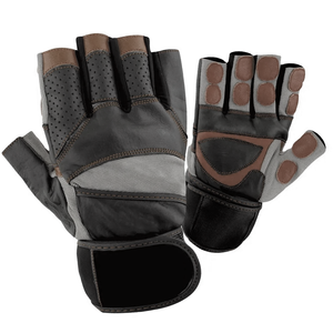 Half <b>Finger</b> Gym Gloves PU Leather Breathable Non Slip Adjustable Wrist <b>Strap</b> Weight Lifting Unisex Black Green - Product Image 4