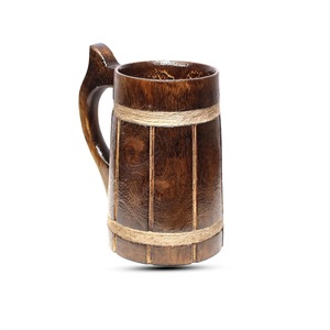 Eco-Friendly Polished Wooden Viking <b>Mug</b> with Hand Carved Engraving and Animal Design-Valentine's Day & Halloween Gift - Product Image 1