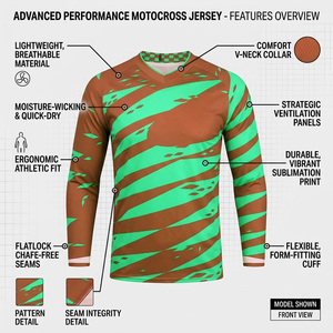 Camisetas de Motocross Personalizadas al por Mayor, Sublimación, Ropa Ligera para Carreras Todoterreno, Equipamiento de Motociclismo - Product Image 2
