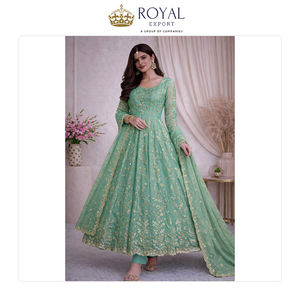 ผู้จัดจำหน่ายมืออาชีพจำหน่ายชุดอานาร์กาลีผ้าไหมแฟนดี้คุณภาพสูงพร้อมลูกไม้แฟนซีและกางเกงผ้าฝ้ายไมโครเนื้อหนา - Product Image 3