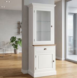 Modern Eco-Friendly Durable Dominic Cabinet Premium Solid Wood Slim Display Hutch Glass Door for Small Space Living Room Office - Product Image 1