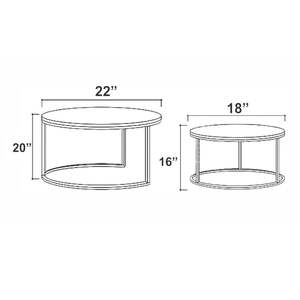 Ensemble de 2 tables basses rondes gigognes en bois d'acacia massif avec base en métal noir - Product Image 3