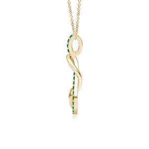 14K Pure Gold Natural Round Cut Emerald Beaded <b>Infinity</b> Knot Pendant With Gold Puffed Heart Beautiful Unisex Party Wear Pendant - Product Image 3