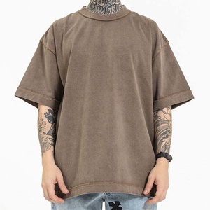 Camiseta de Algodón Grueso para Hombre, de Alta Calidad, con Diseño de Logotipo Personalizado, Cuello Redondo, Hombros Caídos, Talla Grande - Product Image 6