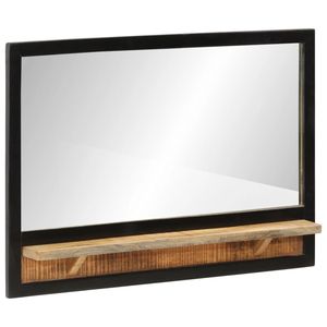 Estantes de Baño de Madera de Mango Maciza y Hierro con Vidrio, Espejo de Baño de Madera Natural y Vidrio - Product Image 1
