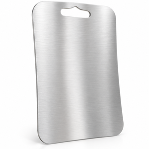 Planche à découper en acier inoxydable avec poignée 36 x 25 cm, planche à découper de cuisine en métal brossé pour l'exportation en gros depuis l'Inde - Product Image 2