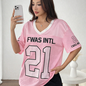 Camiseta de Fútbol Retro Rosa Personalizada de Moda, Uniforme Deportivo, Camisetas de Moda Urbana Y2K, Camiseta de Fútbol Americano - Product Image 1