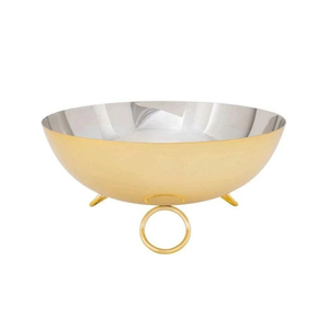 Bol de service élégant en acier inoxydable avec pieds métalliques en cercle entrelacé et finition polie miroir, parfait pour les espaces modernes - Product Image 2
