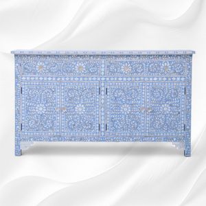 Commode exclusive en os incrusté avec détails faits main de luxe et rangement fonctionnel pour la décoration intérieure - Product Image 1