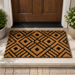 Tapis de porte en fibre de coco de qualité supérieure, bordure en caoutchouc décorative, robuste, antidérapant, pour l'extérieur et l'intérieur - Product Image 2