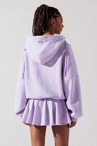 Ensemble sweat à capuche zippé oversize lavande pour femme, jupe à volants, tenue décontractée trois pièces en polaire respirante à manches longues pour l'hiver - Product Image 2