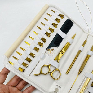 Gold Plasma Hair Extension Tools Kit – Flat I Tip Plier with Hair Clips, <b>Razor</b> & Scissor <b>Set</b> for Salon Professionals - Product Image 5