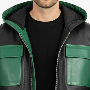 Veste d'hiver pour homme en cuir de haute qualité avec fermeture éclair, manches longues, col montant, imperméable et écologique – Vente en gros - Product Image 4