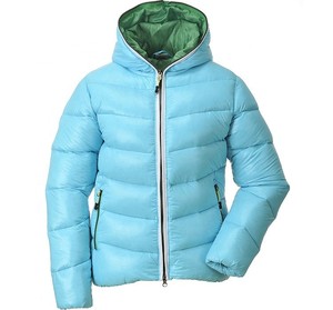 Light Blue Women's <b>Quilted</b> Puffer <b>Jacket</b> With Hood Full Zip Winter Coat Regular Length Polyester Wadding - Product Image 6