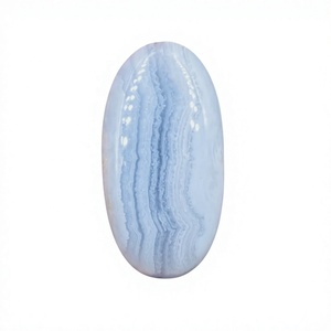 Hermoso Cabujón de Ágata Azul con Diseño de Encaje, 42 x 23 x 7 mm, Forma Ovalada, Piedra Preciosa Natural, Certificada por Terceros - Product Image 2