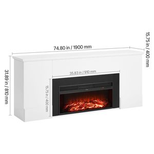 Cheminée électrique autoportante moderne de 75 pouces, 1500W, 5120 BTU, avec protection contre la surchauffe du foyer, réglable - Product Image 4