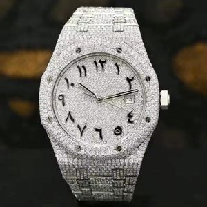 Buss Luxury White <b>Arabic</b> Numbers Automatic Movement Stainless Steel 20mm Analog <b>Watches</b> Hiphop VVS Moissanite Waterproof Diamond - Product Image 2