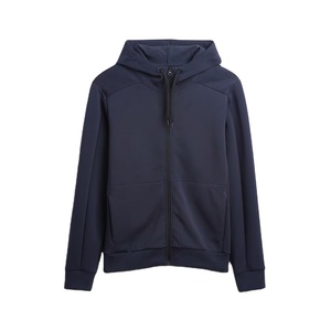 Sweat-shirt à capuche zippé bleu foncé pour homme, coupe ample, décontracté, en molleton de coton tricoté, grandes tailles, avec poches, pour l'hiver - Product Image 6