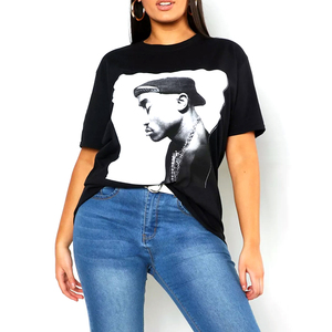 Camisetas de cuello en V para mujer, 100% algodón, estilo veraniego, camisetas con logo personalizado, ropa de calle, moda, camisetas oversize. - Product Image 1