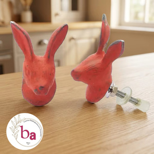 Cast Iron Red Rabbit Shape Furniture <b>Knobs</b> & Handles for Cabinet Drawer Wardrobe <b>Dresser</b> Kitchen Bedroom Bathroom Gym - Product Image 1