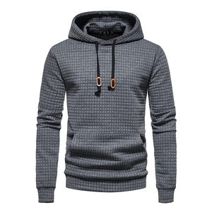 <b>Men's</b> <b>White</b> Waffle Knit Hooded <b>Sweatshirt</b> Regular Fit Casual Autumn Wear Breathable Quick Dry 100% Cotton with Pocket - Product Image 4