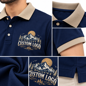 Polo de Manga Corta Azul Claro para Hombre, Corte Regular, Cuello con Botones, Venta al Por Mayor, Logotipo Personalizado, 100% Algodón - Product Image 5