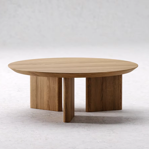 Table basse ronde minimaliste avec finition en chêne naturel lisse Élégance discrète pour les maisons contemporaines - Product Image 1
