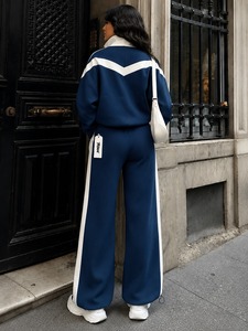 Conjunto Deportivo de Invierno para Mujer, Talla Grande, con Capucha, 100% Algodón de Alta Calidad, Diseño Sólido, Holgado, Transpirable, de Dos Piezas, Personalizable - Product Image 6