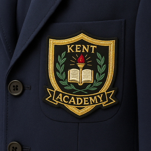 Écusson brodé à coudre pour uniforme scolaire, en polyester tissé, sans nickel, rond, pour vêtement - Product Image 5