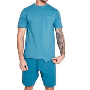 Conjunto Deportivo Informal de Invierno para Hombre, Talla Grande, 100% Algodón, con Logotipo Personalizado, Camiseta y Pantalones Cortos de 2 Piezas - Product Image 1