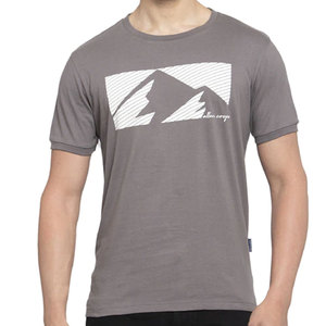 T-shirt décontracté pour homme en coton et polyester tricoté, coupe ajustée, noir, respirant, séchage rapide, imprimé - Product Image 1