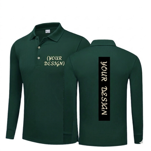 เสื้อโปโลแขนยาวผ้าเนื้อนุ่มพิเศษสำหรับผู้ชายไซส์ใหญ่ ยี่ห้อ DROGEN EXPORT ผลิตตามสั่ง ผ้าฝ้าย 100% ระบายอากาศได้ดี เหมาะสำหรับเล่นกอล์ฟ พิมพ์ลายซิลค์สกรีน - Product Image 1