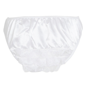 Culottes mi-hautes en soie blanche avec dentelle, élégantes, respirantes, style uni pour femme - Product Image 4