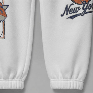 Hunter Sports <b>Women's</b> <b>White</b> Wide Leg Sweatpants Embroidered Logo Plus Size Loose Fit High Waist Fleece <b>Joggers</b> - Product Image 6