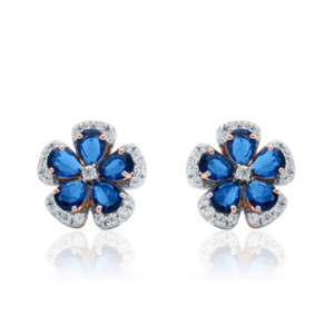 Pendientes de tuerca de oro rosa con diamantes CZ de corte pera, tamaño regular, joyería fina de lujo para mujer, elegantes para fiestas, uso diario y regalos. - Product Image 1