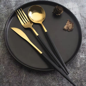 Juego de cubiertos metálicos de lujo con acabado espejo para bodas, eventos, restaurantes y uso doméstico. - Product Image 1