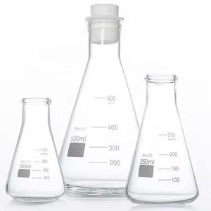 Frasco Triangular de Vidrio Borosilicato de 100 ml, Cuello Recto, Cónico, Graduado, para Uso en Laboratorio Químico, Transparente - Product Image 6