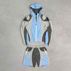 Ensemble coupe-vent d'été pour homme, ensemble court coupe-vent unisexe, ensemble short en nylon bicolore - Product Image 3