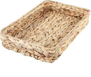 Wholesale Water Hyacinth Serving Tray <b>Rectangular</b> Woven <b>Basket</b> Multipurpose <b>Storage</b> Tray for Kitchen Coffee Table Home Decor OEM - Product Image 1