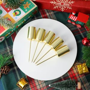 10Pcs Christmas Candle Holder Stake with Spike Metal Inserts <b>Cup</b> Advent Wreaths Candle Stand Golden Taper Holders - Product Image 4