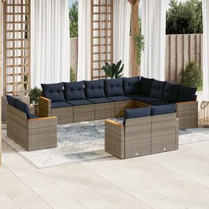 Set Divano da Giardino in Polyrattan Grigio da 12 Pezzi con Cuscini - Collezione Arredamento Patio - Product Image 1