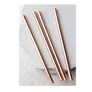 Elegant Copper Drink Tubes Reusable <b>Metal</b> Sipping <b>Straws</b> Perfect for Smoothies Fresh Juice Iced Coffee and Chilled Beverages - Product Image 2