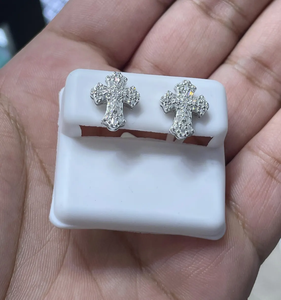 Pendientes de Cruz con Circonitas, Plata 925, Baño de Rodio, Corte Baguette, Engaste de Garras, Religiosos, Unisex, Uso Diario - Product Image 4