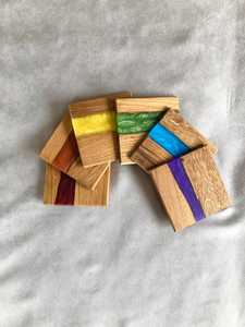 Handmade Acacia Wood <b>Epoxy</b> Resin Drink Coaster Set Luxury Wooden <b>Table</b> Accessories for <b>Coffee</b> Mugs, Wine Glasses, Cocktails - Product Image 4