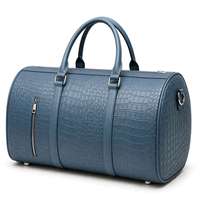 Sacs de voyage de luxe structurés en cuir PU gaufré avec logo personnalisé, bleus, imperméables, grande capacité, OEM ODM, pour la gym et les week-ends