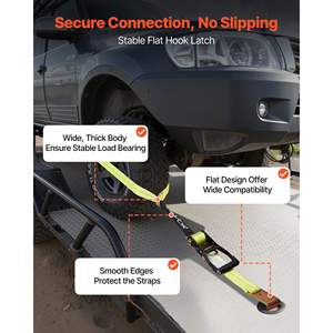 Kit de Amarre con Calzo para Ruedas para Autos, SUV, Remolques y Motocicletas, Sistema de Amarre con Gancho Plano de 10009 Libras de Resistencia a la Rotura, Trinquete de 3333 Libras - Product Image 5