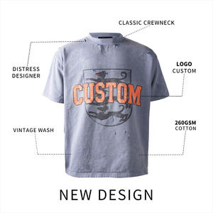 เสื้อยืดโอเวอร์ไซส์ผ้าคอตตอนหนานุ่มทรงหลวมไหล่ตกสำหรับผู้ชายสไตล์วินเทจสำหรับฤดูร้อน - Product Image 3