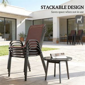 Set di 4 Sedie da Esterno Marroni con Schienale per Terrazza e Giardino - Product Image 3